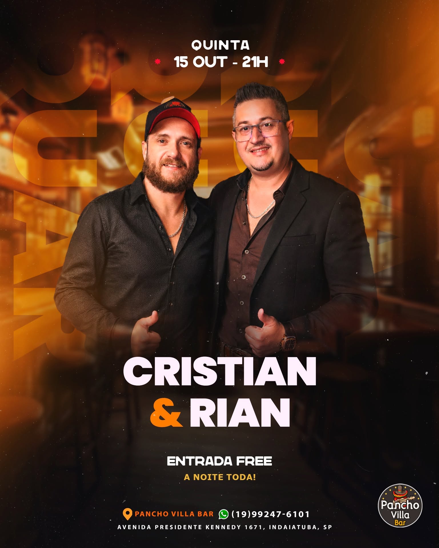 Show de Sertanejo com Cristian & Rian no Pancho Villa Bar