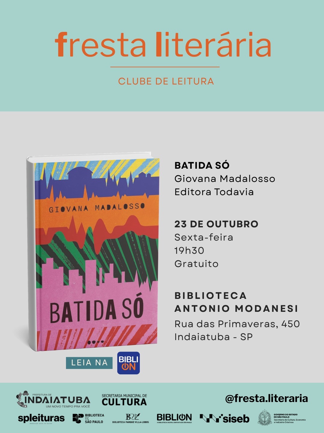 Clube de Leitura Fresta Literária - Batida Só