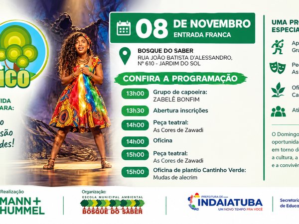94º Domingo Ecológico será realizado no dia 8 de novembro no Bosque do Saber